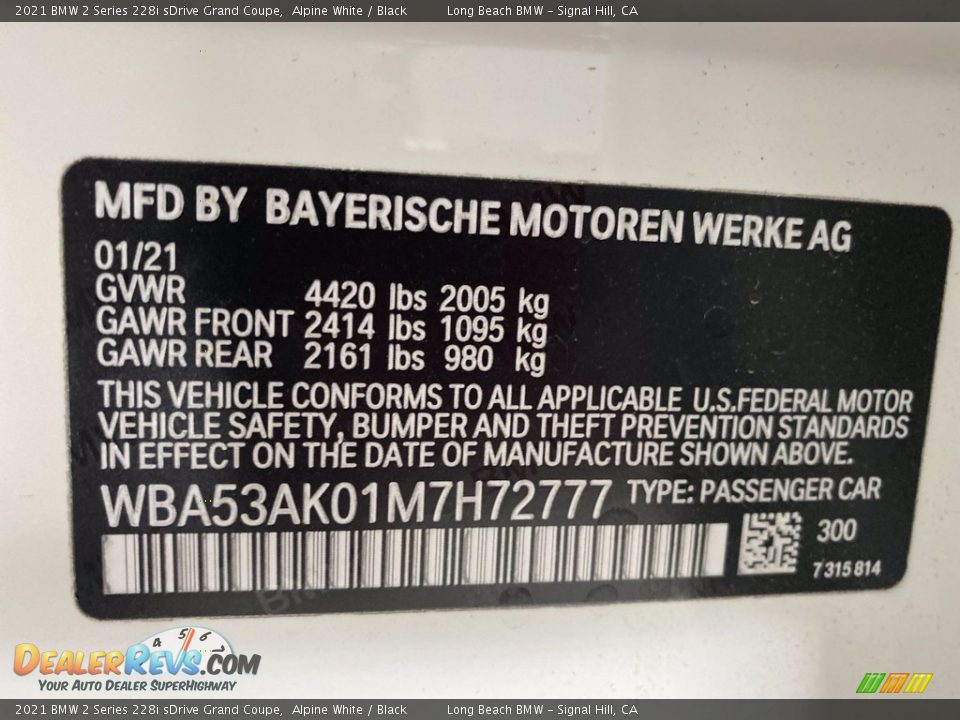 2021 BMW 2 Series 228i sDrive Grand Coupe Alpine White / Black Photo #26