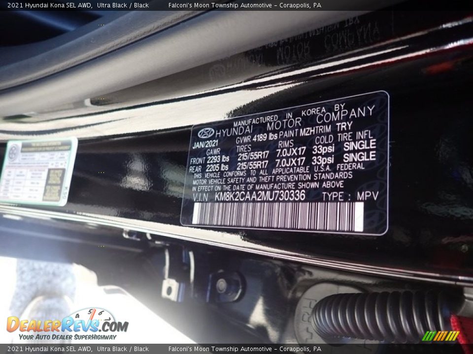 2021 Hyundai Kona SEL AWD Ultra Black / Black Photo #12