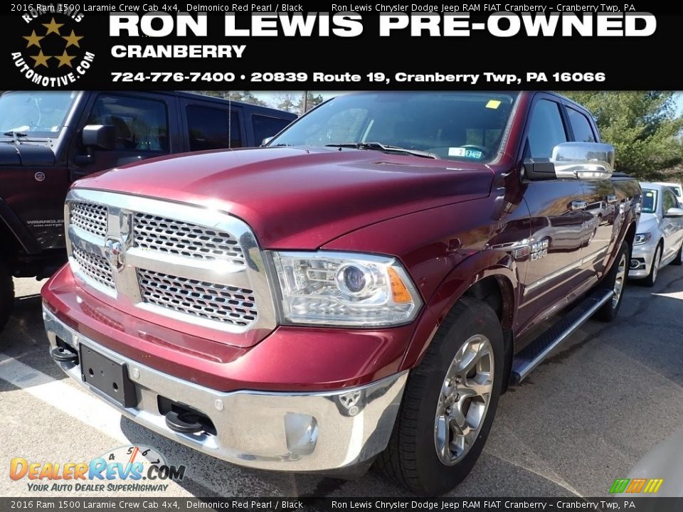 2016 Ram 1500 Laramie Crew Cab 4x4 Delmonico Red Pearl / Black Photo #1