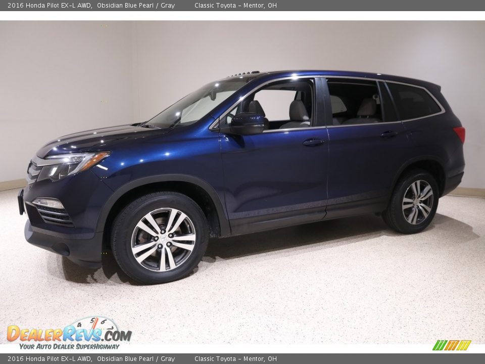 2016 Honda Pilot EX-L AWD Obsidian Blue Pearl / Gray Photo #3