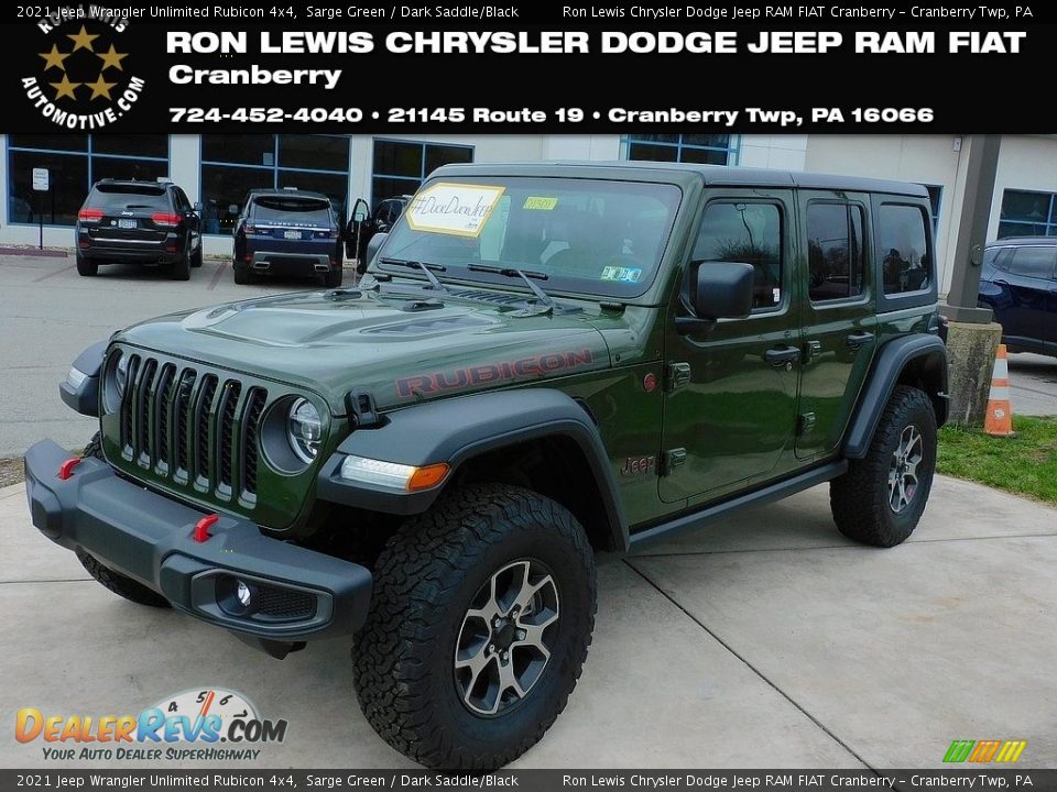 2021 Jeep Wrangler Unlimited Rubicon 4x4 Sarge Green / Dark Saddle/Black Photo #1