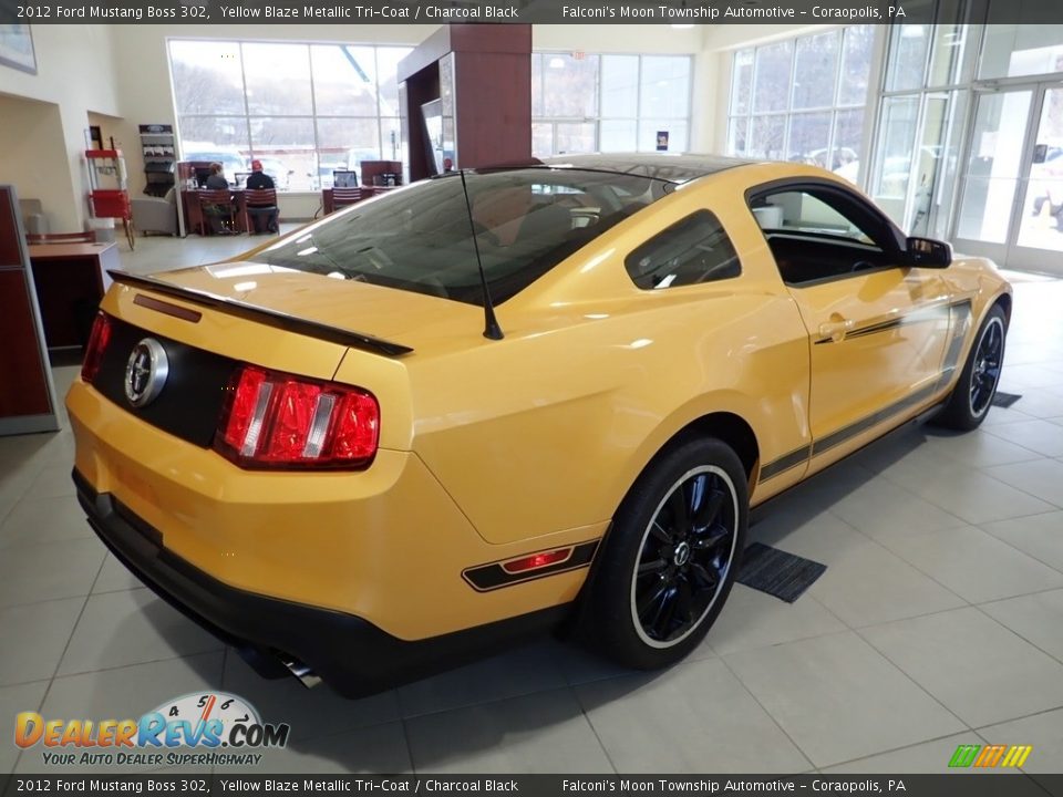 2012 Ford Mustang Boss 302 Yellow Blaze Metallic Tri-Coat / Charcoal Black Photo #2