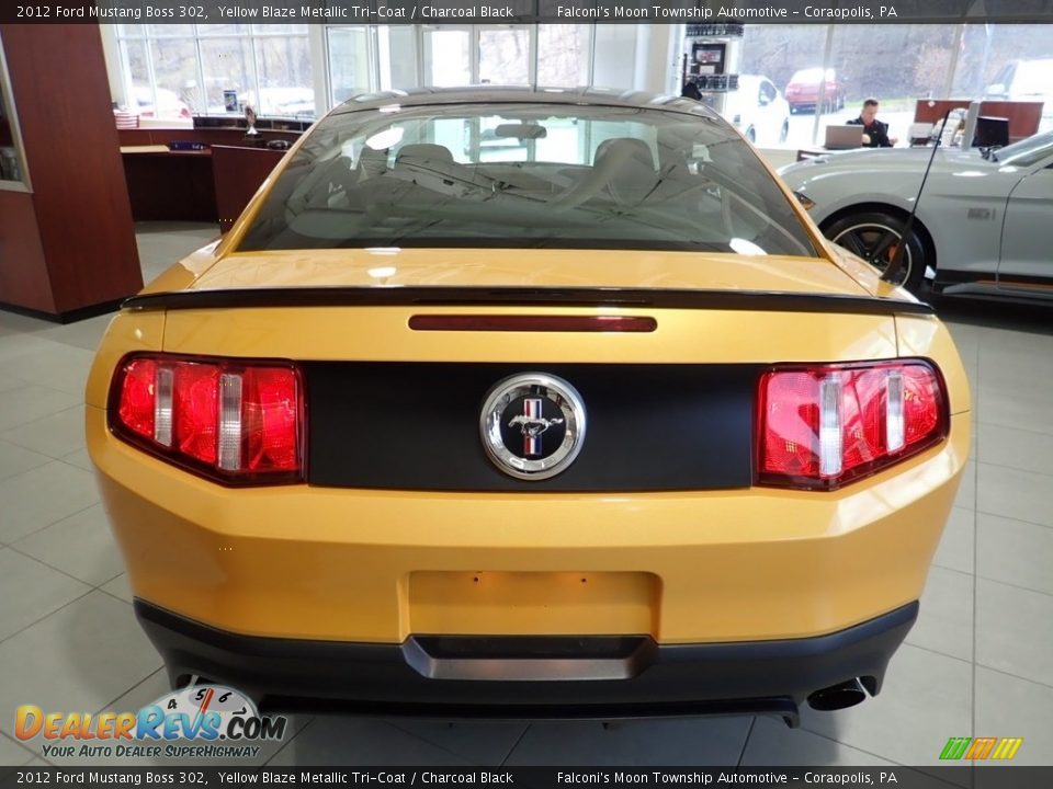 2012 Ford Mustang Boss 302 Yellow Blaze Metallic Tri-Coat / Charcoal Black Photo #3