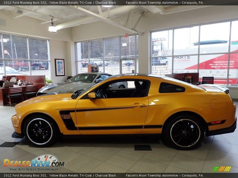 2012 Ford Mustang Boss 302 Yellow Blaze Metallic Tri-Coat / Charcoal Black Photo #5