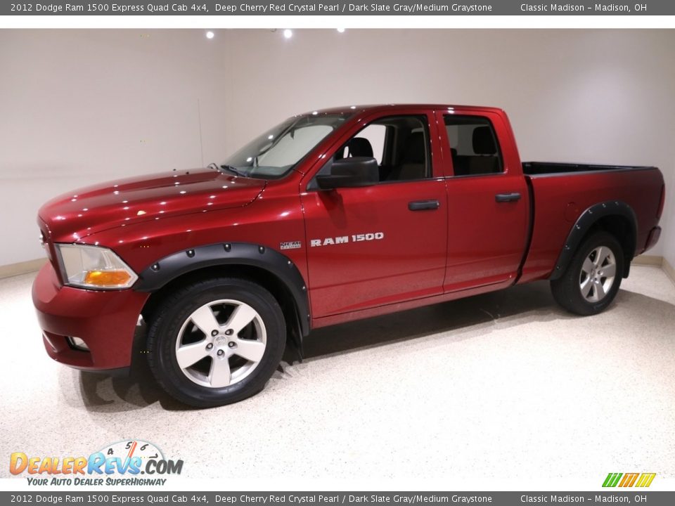 2012 Dodge Ram 1500 Express Quad Cab 4x4 Deep Cherry Red Crystal Pearl / Dark Slate Gray/Medium Graystone Photo #3