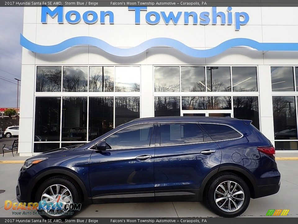 2017 Hyundai Santa Fe SE AWD Storm Blue / Beige Photo #1