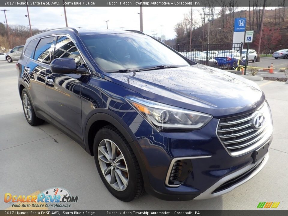 2017 Hyundai Santa Fe SE AWD Storm Blue / Beige Photo #6