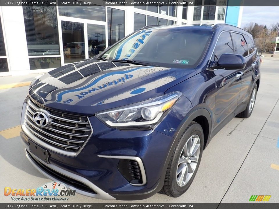 2017 Hyundai Santa Fe SE AWD Storm Blue / Beige Photo #8