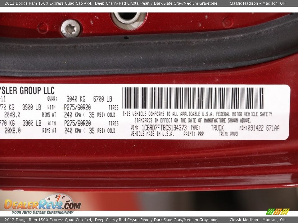 2012 Dodge Ram 1500 Express Quad Cab 4x4 Deep Cherry Red Crystal Pearl / Dark Slate Gray/Medium Graystone Photo #21