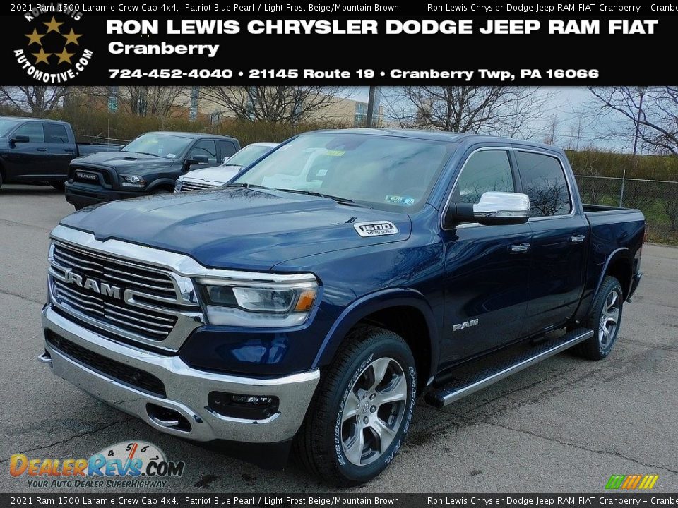 2021 Ram 1500 Laramie Crew Cab 4x4 Patriot Blue Pearl / Light Frost Beige/Mountain Brown Photo #1