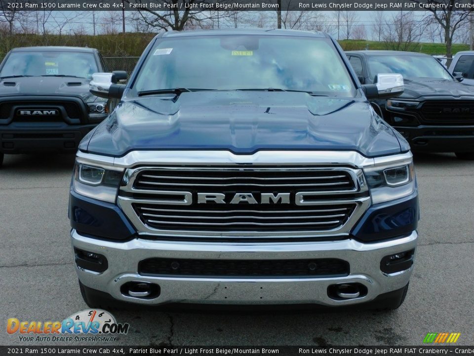 2021 Ram 1500 Laramie Crew Cab 4x4 Patriot Blue Pearl / Light Frost Beige/Mountain Brown Photo #2