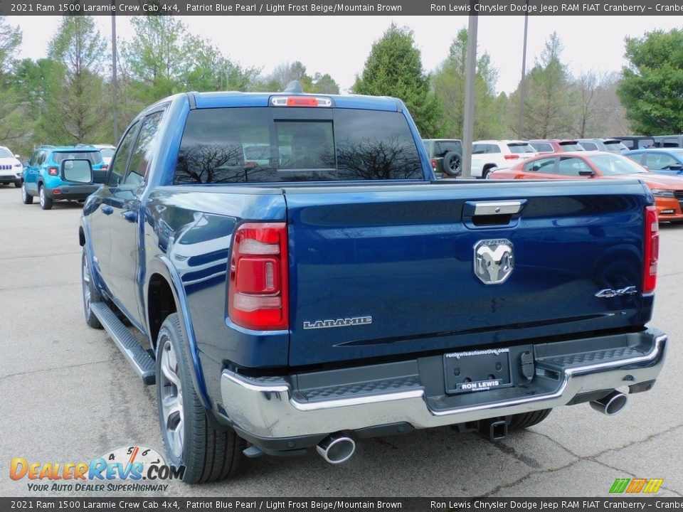 2021 Ram 1500 Laramie Crew Cab 4x4 Patriot Blue Pearl / Light Frost Beige/Mountain Brown Photo #8