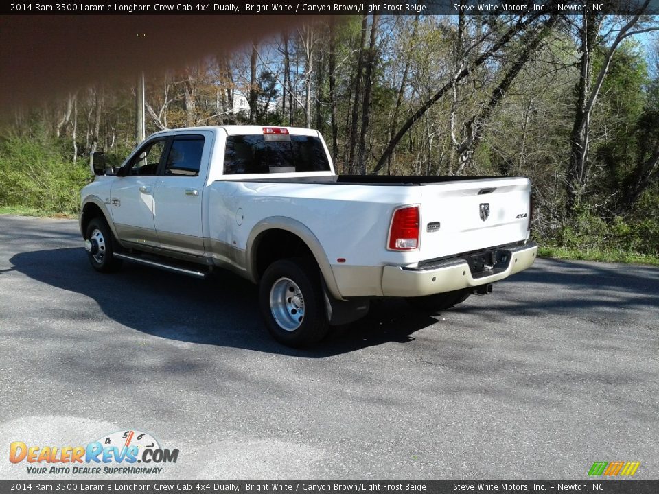 2014 Ram 3500 Laramie Longhorn Crew Cab 4x4 Dually Bright White / Canyon Brown/Light Frost Beige Photo #2