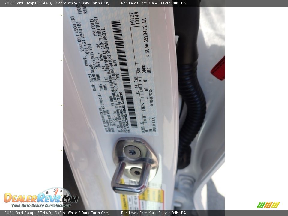 2021 Ford Escape SE 4WD Oxford White / Dark Earth Gray Photo #16