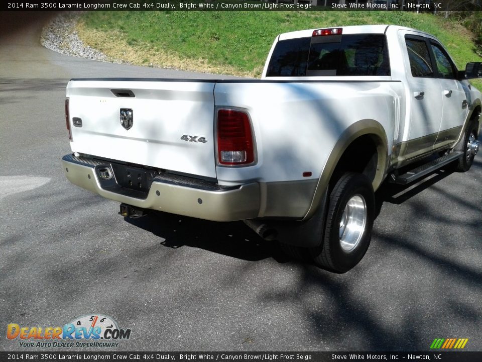 2014 Ram 3500 Laramie Longhorn Crew Cab 4x4 Dually Bright White / Canyon Brown/Light Frost Beige Photo #5