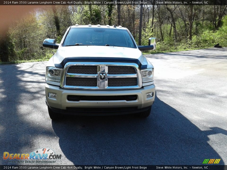 2014 Ram 3500 Laramie Longhorn Crew Cab 4x4 Dually Bright White / Canyon Brown/Light Frost Beige Photo #7