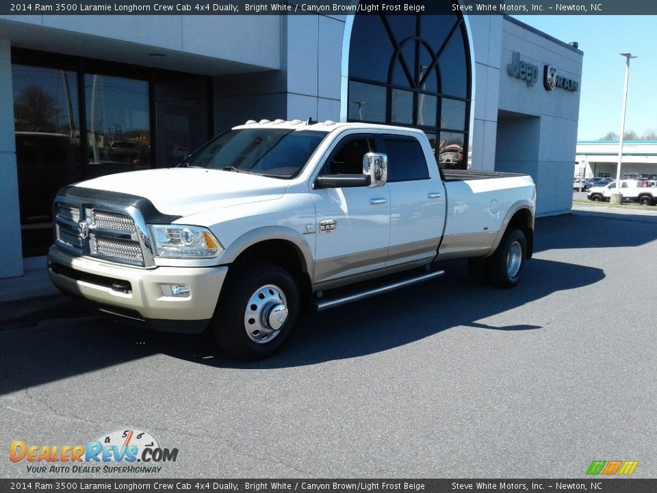 2014 Ram 3500 Laramie Longhorn Crew Cab 4x4 Dually Bright White / Canyon Brown/Light Frost Beige Photo #28