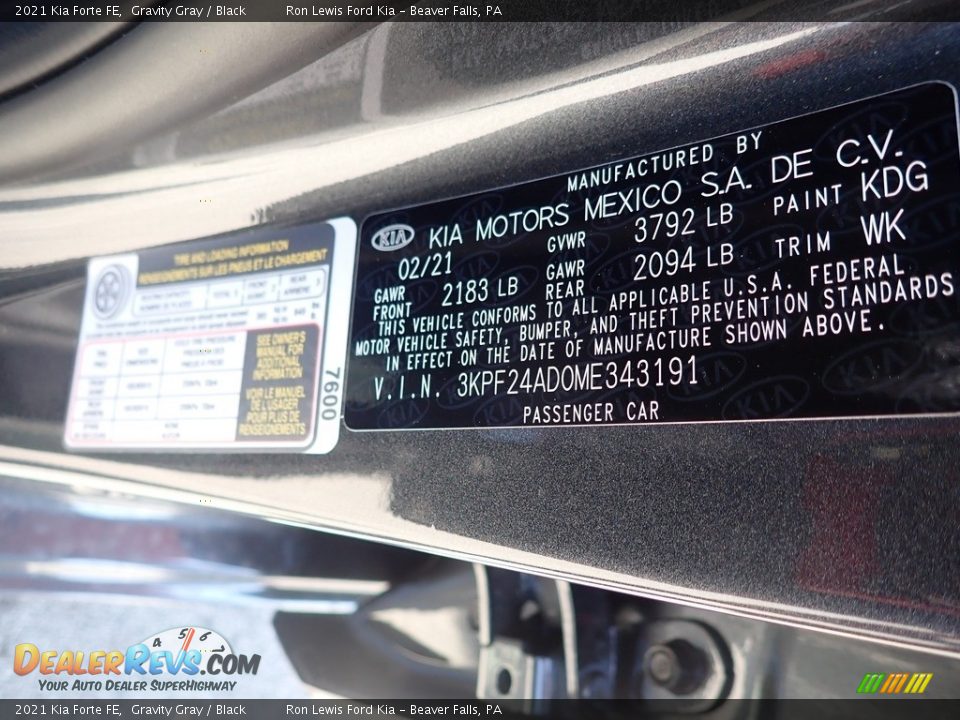 2021 Kia Forte FE Gravity Gray / Black Photo #15
