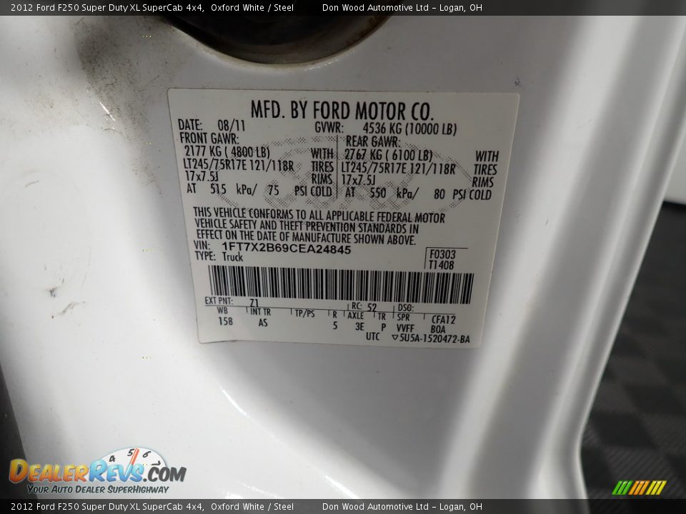 2012 Ford F250 Super Duty XL SuperCab 4x4 Oxford White / Steel Photo #27