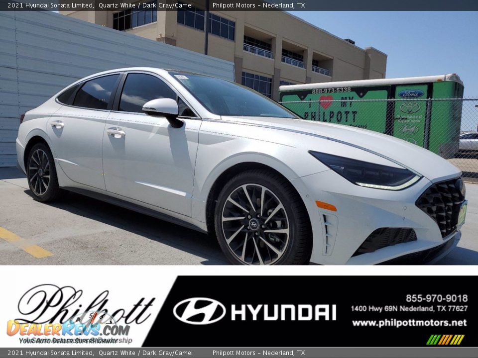 2021 Hyundai Sonata Limited Quartz White / Dark Gray/Camel Photo #1