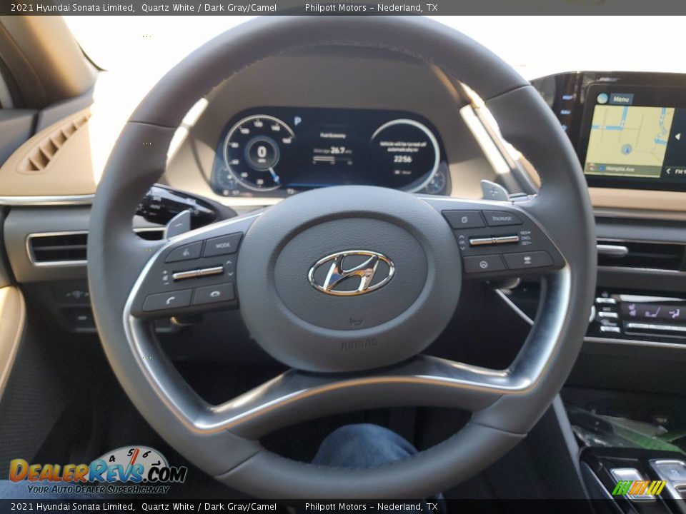 2021 Hyundai Sonata Limited Quartz White / Dark Gray/Camel Photo #15