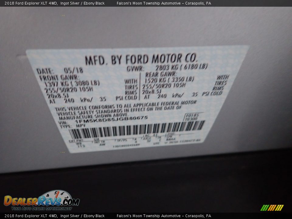 2018 Ford Explorer XLT 4WD Ingot Silver / Ebony Black Photo #23