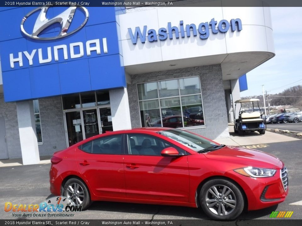 2018 Hyundai Elantra SEL Scarlet Red / Gray Photo #2