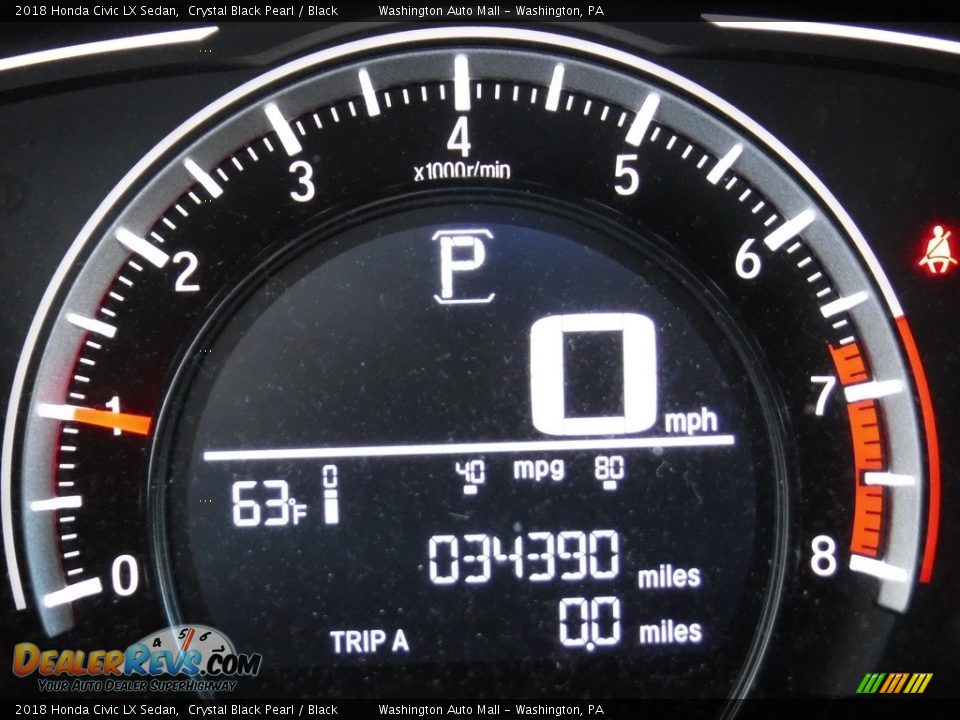 2018 Honda Civic LX Sedan Crystal Black Pearl / Black Photo #25