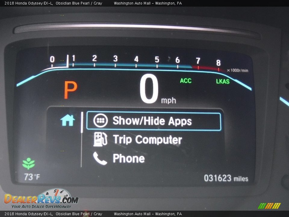 2018 Honda Odyssey EX-L Obsidian Blue Pearl / Gray Photo #30