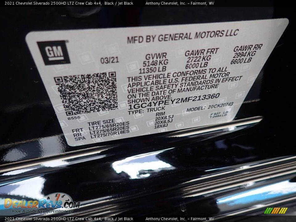2021 Chevrolet Silverado 2500HD LTZ Crew Cab 4x4 Black / Jet Black Photo #14