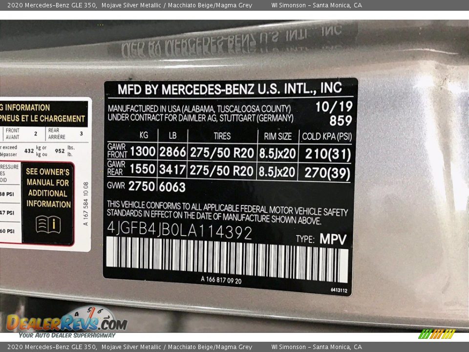 2020 Mercedes-Benz GLE 350 Mojave Silver Metallic / Macchiato Beige/Magma Grey Photo #33