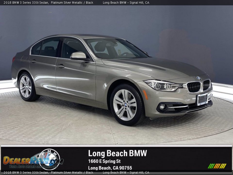 2018 BMW 3 Series 330i Sedan Platinum Silver Metallic / Black Photo #1