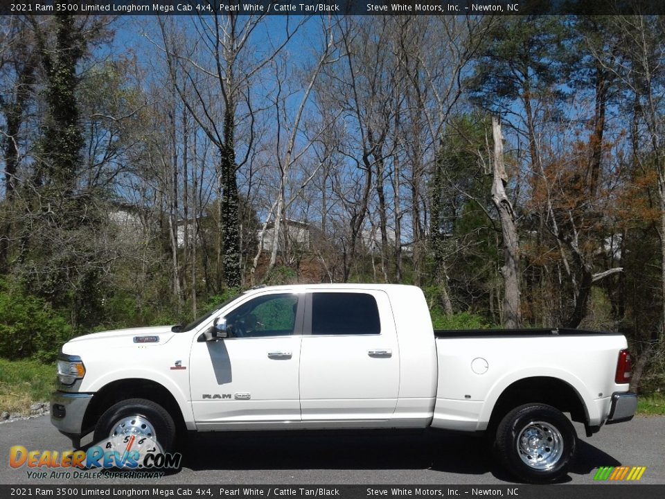 Pearl White 2021 Ram 3500 Limited Longhorn Mega Cab 4x4 Photo #1