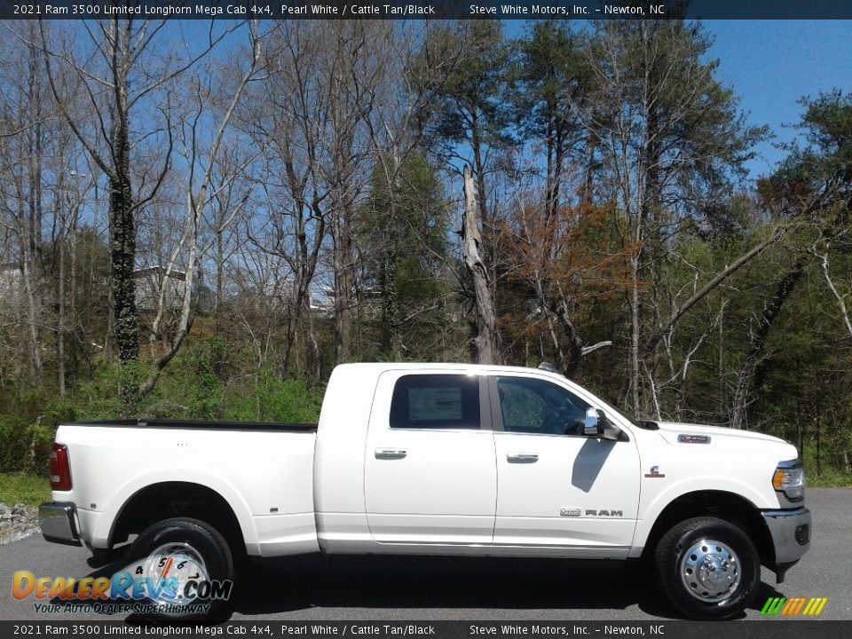 Pearl White 2021 Ram 3500 Limited Longhorn Mega Cab 4x4 Photo #6