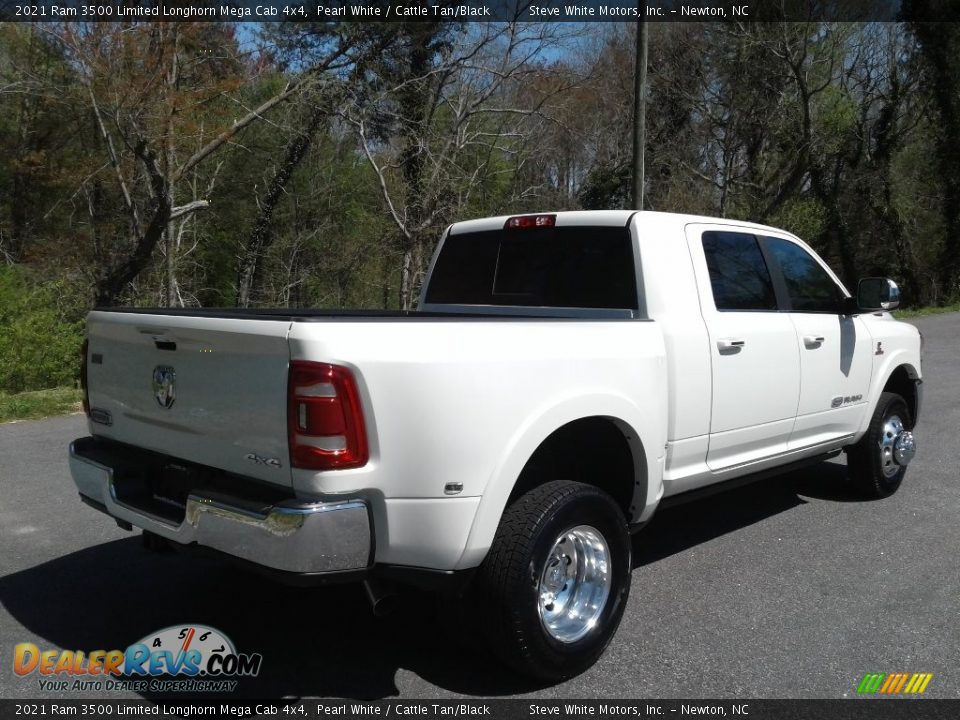 2021 Ram 3500 Limited Longhorn Mega Cab 4x4 Pearl White / Cattle Tan/Black Photo #7