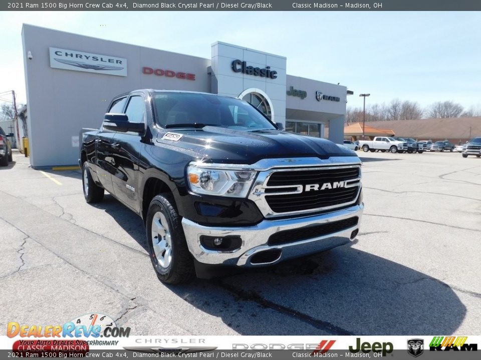 2021 Ram 1500 Big Horn Crew Cab 4x4 Diamond Black Crystal Pearl / Diesel Gray/Black Photo #1