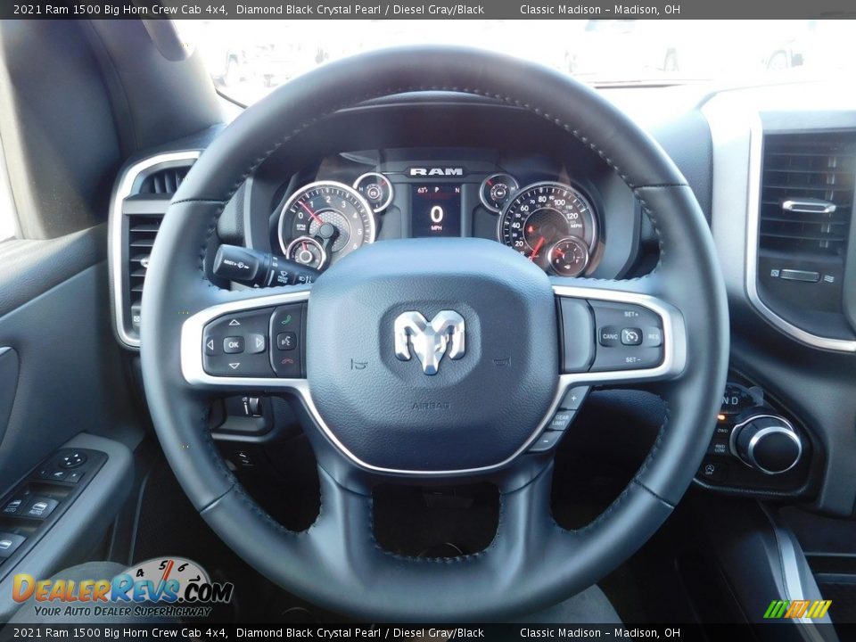 2021 Ram 1500 Big Horn Crew Cab 4x4 Diamond Black Crystal Pearl / Diesel Gray/Black Photo #12