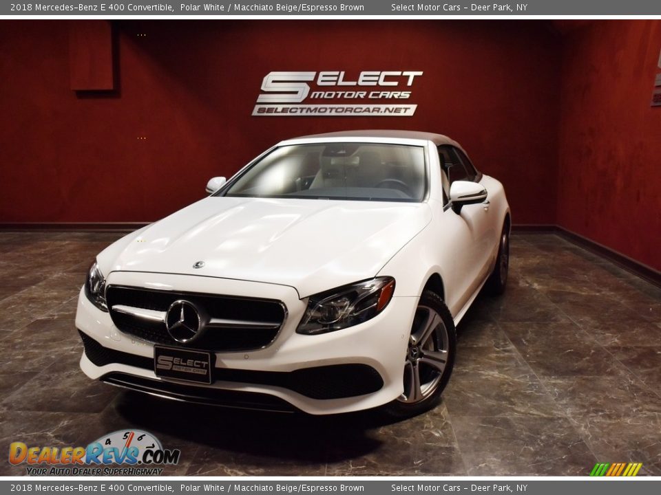 2018 Mercedes-Benz E 400 Convertible Polar White / Macchiato Beige/Espresso Brown Photo #1