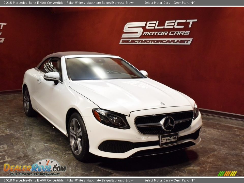 2018 Mercedes-Benz E 400 Convertible Polar White / Macchiato Beige/Espresso Brown Photo #3