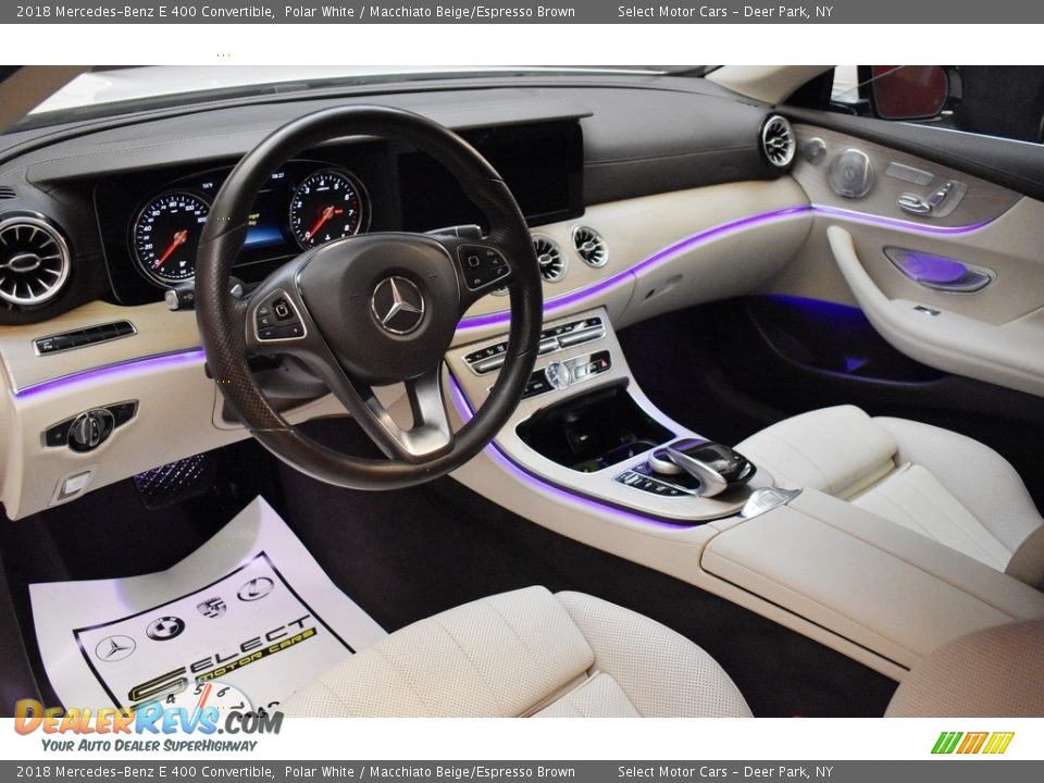 2018 Mercedes-Benz E 400 Convertible Polar White / Macchiato Beige/Espresso Brown Photo #9