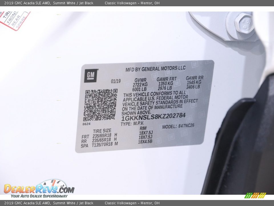 2019 GMC Acadia SLE AWD Summit White / Jet Black Photo #23