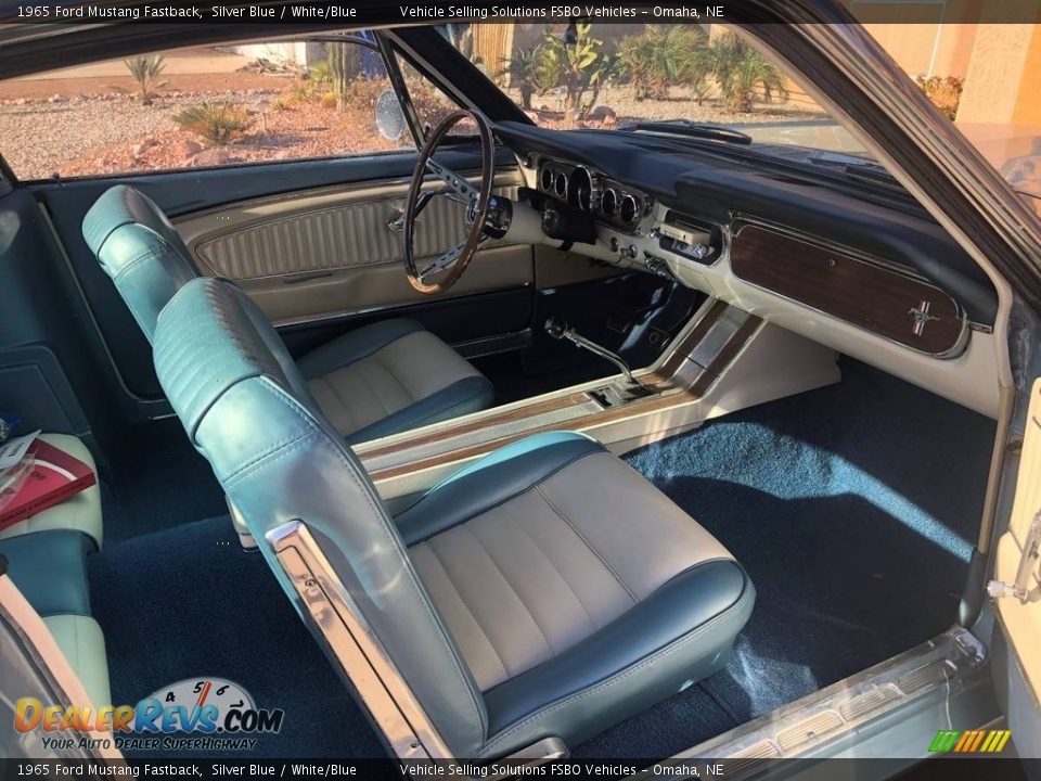 White/Blue Interior - 1965 Ford Mustang Fastback Photo #2