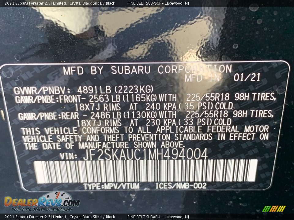 2021 Subaru Forester 2.5i Limited Crystal Black Silica / Black Photo #14