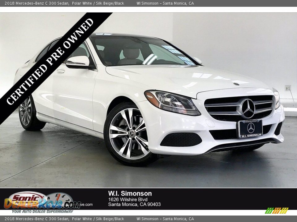 2018 Mercedes-Benz C 300 Sedan Polar White / Silk Beige/Black Photo #1