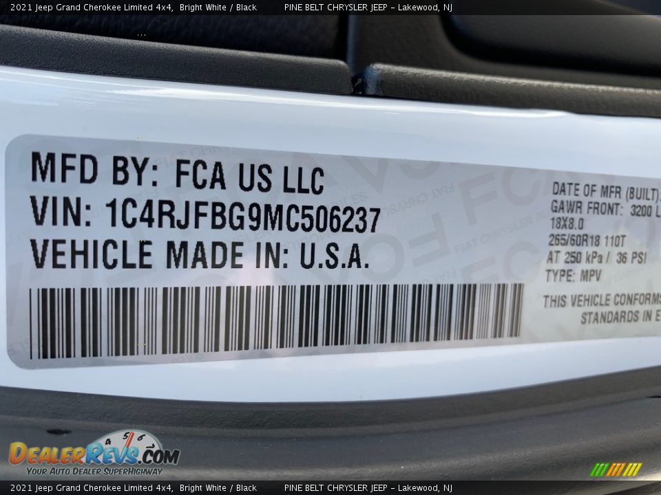 2021 Jeep Grand Cherokee Limited 4x4 Bright White / Black Photo #14