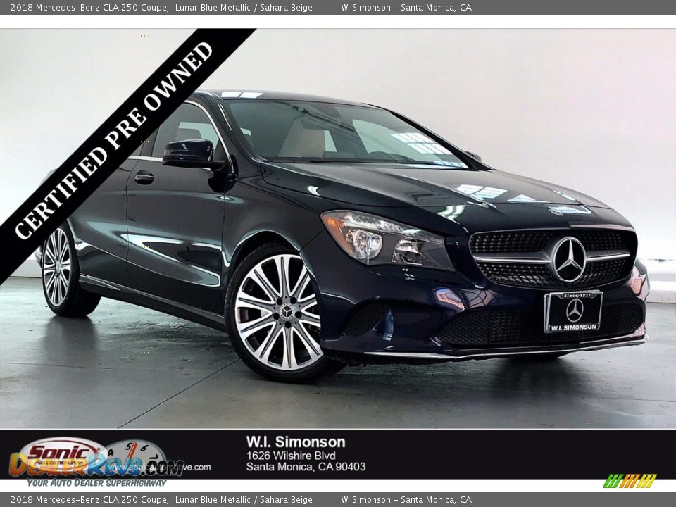 2018 Mercedes-Benz CLA 250 Coupe Lunar Blue Metallic / Sahara Beige Photo #1
