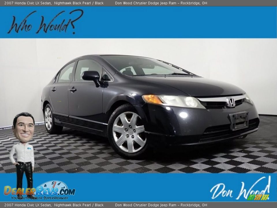 2007 Honda Civic LX Sedan Nighthawk Black Pearl / Black Photo #1