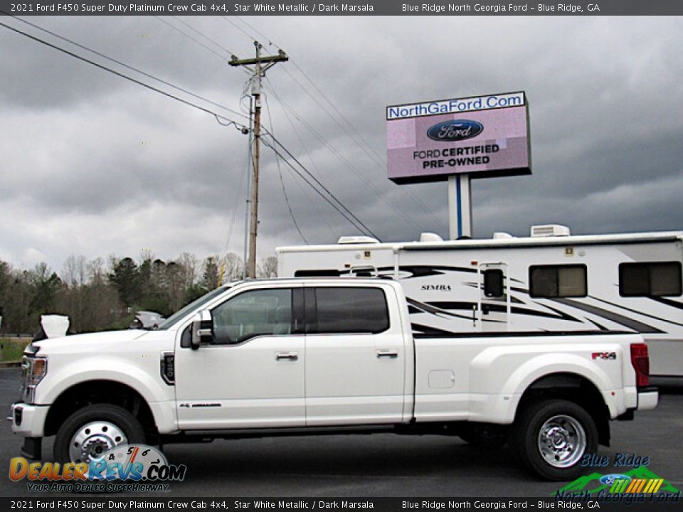 2021 Ford F450 Super Duty Platinum Crew Cab 4x4 Star White Metallic / Dark Marsala Photo #2