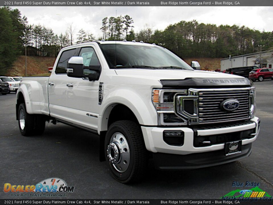 2021 Ford F450 Super Duty Platinum Crew Cab 4x4 Star White Metallic / Dark Marsala Photo #7