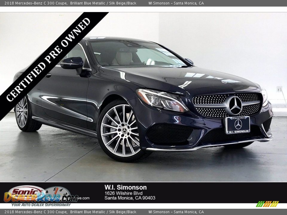 2018 Mercedes-Benz C 300 Coupe Brilliant Blue Metallic / Silk Beige/Black Photo #1